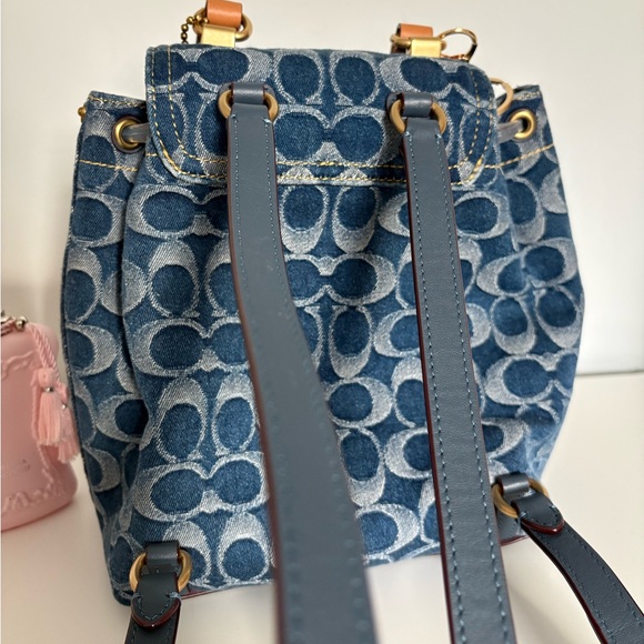 Coach Signature Mini Riya Denim Backpack - Picture 3 of 9